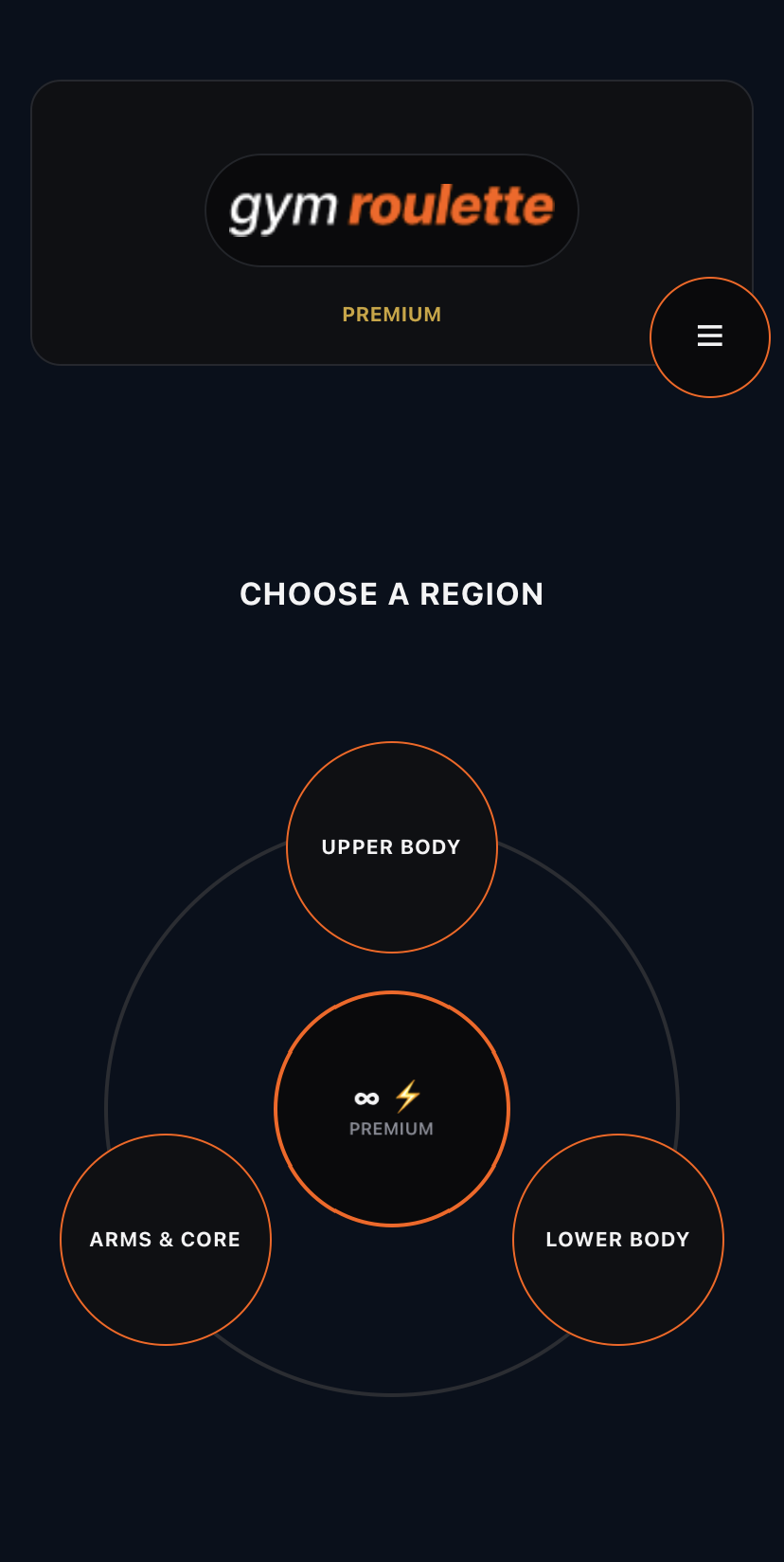 Gym Roulette app main screen preview